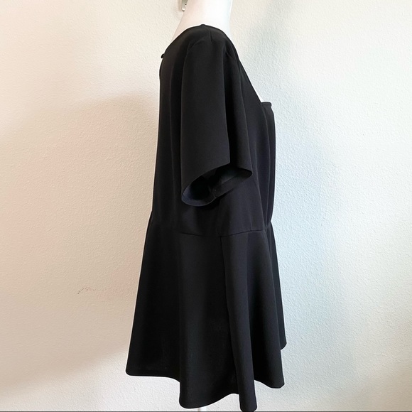 Torrid Black Scuba Knit V-Bar Peplum Top 3 - Picture 3 of 6